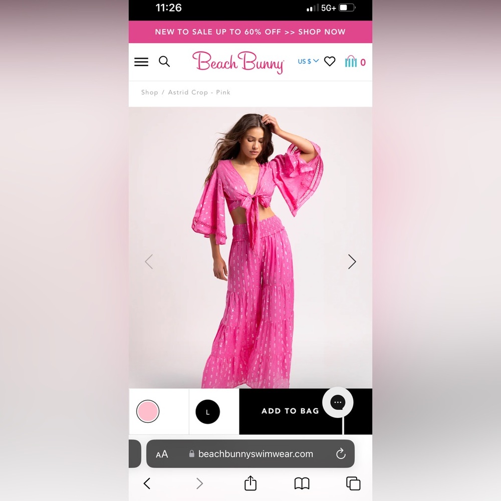 Beach Bunny Pink Crop Top and Skirt Set